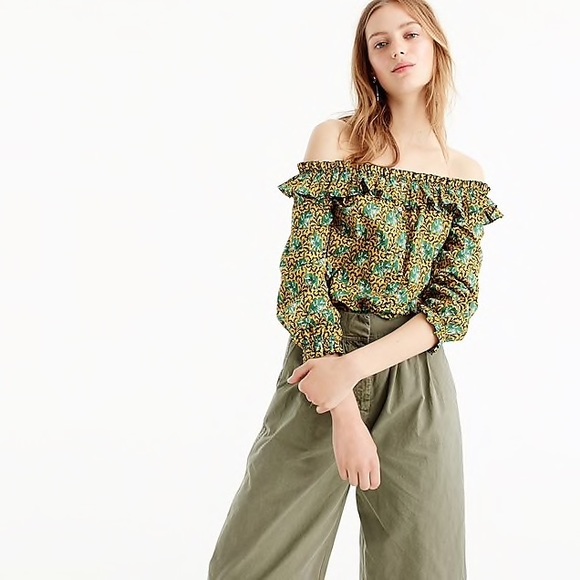 Off-the-shoulder top in Ratti® elephant print - Picture 1 of 3